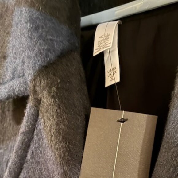 Marla Wynne-Designer. Navy Blue/Black block pattern 3/4 length Wool Jacket 1X - Picture 5 of 7